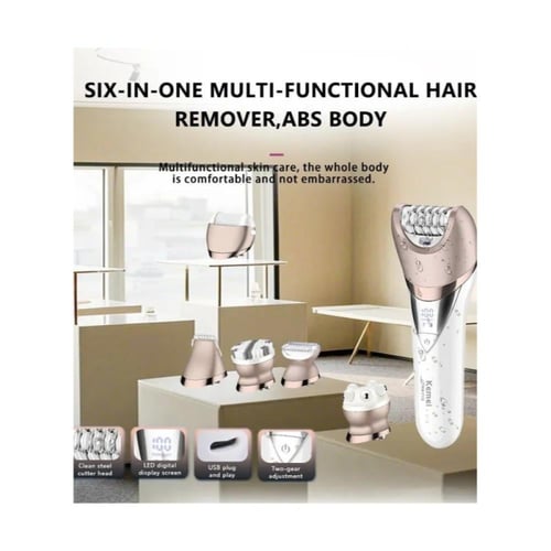 كيمي ماكينة إزالة الشعر 6 في 1 مقاوم للماء - أبيض...