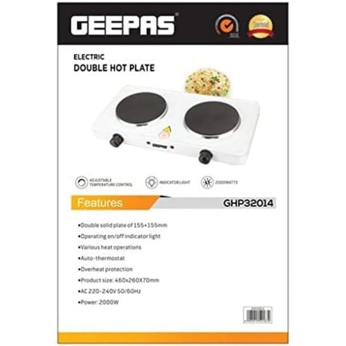 جيباس موقد طهي - شعلتين - 2000 واط - أبيض - GHP320...