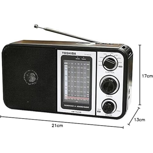 توشيبا راديو - أسود وفضي - TY-HRU30