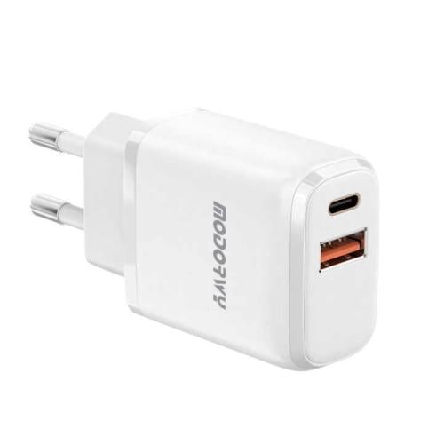 موج ماكس شاحن منفذين - PD 20 واط - أبيض - MAX-MX21