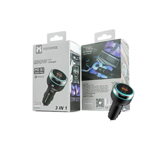 موج ماكس سيارة 3 في 1 - 3 منافذ - 230 واط - MX1-23...