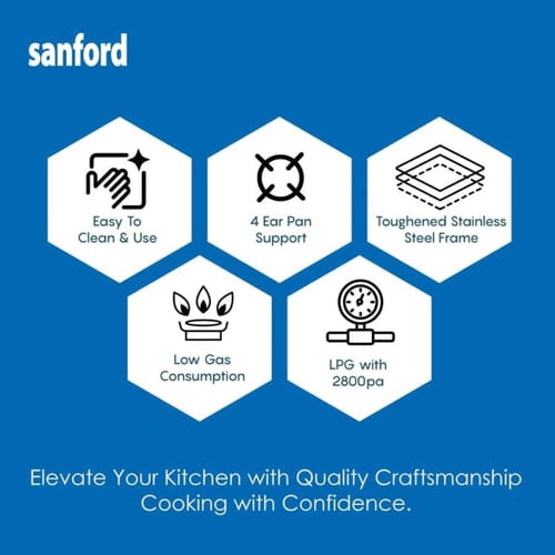 سانفورد موقد غاز - 3 شعلات - فضي - SF5310GC