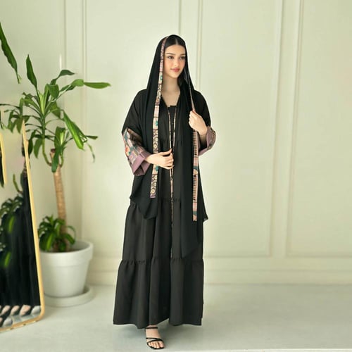 عباية لنن الهندي - أسود