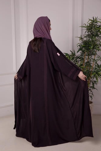 عباية لف موف بتطريز موف فاتح