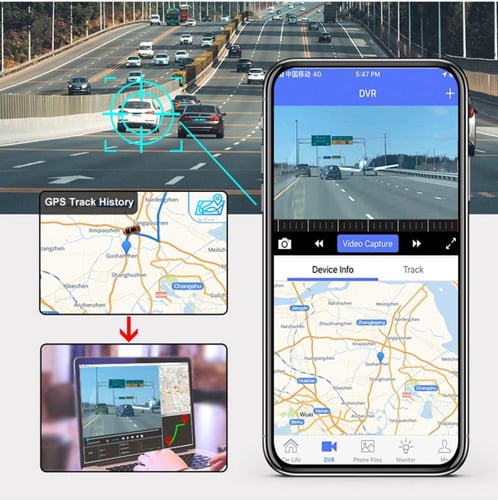 داش كام 4G كاميرا مراقبة للسيارات امامية وخلفية بد...