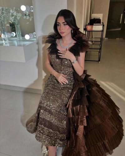 فستان سهره مع بطبقات الشانتون فخم