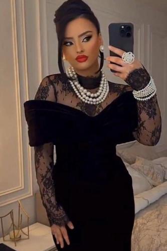 فستان سهرة أوف شولدر لون اسود