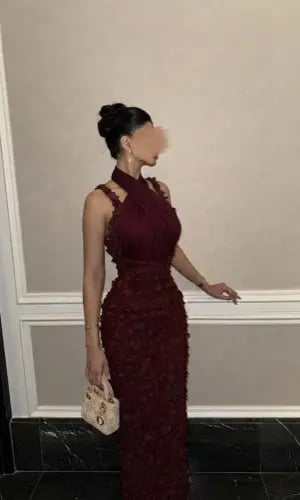 فستان سهره شك بورود بلمعة أنيقة