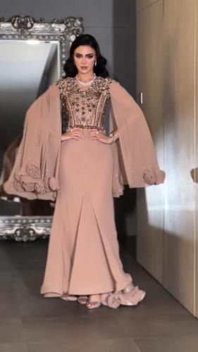 فستان سهرة جورجيت شيفون مع تطريز راقي
