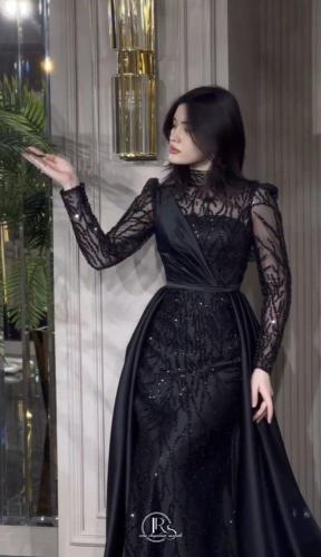 فستان ماسك تفته وشيفون شك بالكامل