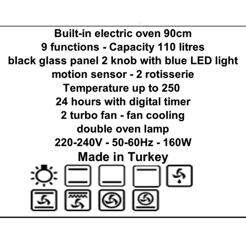 فرن بلت ان بومبي 90*60 سم كهرباء PO90LED
