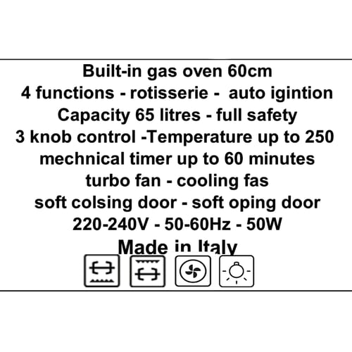 فرن بلت ان بومبي 60 سم غاز PO60G