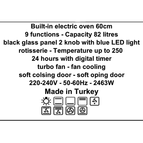 فرن بلت ان بومبي 60 سم كهرباء PO60LED