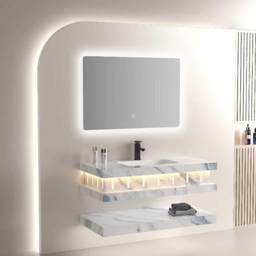 مغاسل رخام رقم 58 مع مراية LED