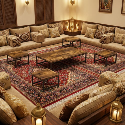 طقم جلسة أرضية بتصميم صناعي - 5 قطع