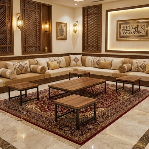 طقم جلسة أرضية بتصميم صناعي - 5 قطع