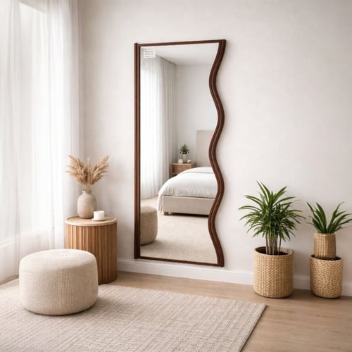 مرايا جداري إطار حديد 170x60 لون بني فاخر وانيق