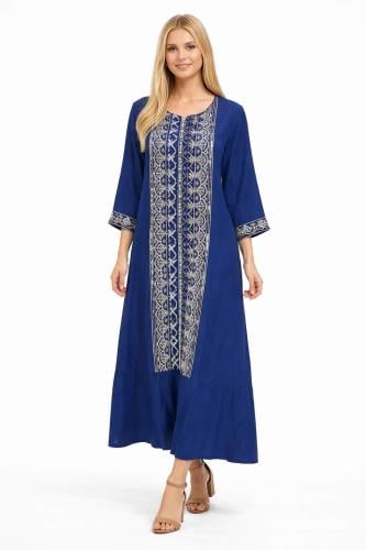 Women's royal blue shirt with delicate silver embr...