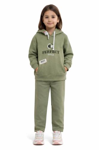 بجامة بناتي شتوية زيتي بطباعة EK PERFECT STYLE وبن...