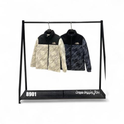 جاكيت رجالي شتوي مبطّن بسحاب أمامي – أسود مموّه