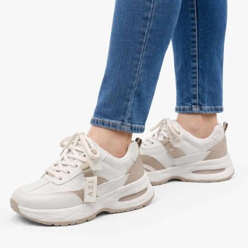 جزمة نسائية رياضية ASL باللون الأوف وايت والبيج بن...