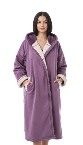 فرو نسائي شتوي موف ناعم ببطانة دافئة وتصميم مريح أ...