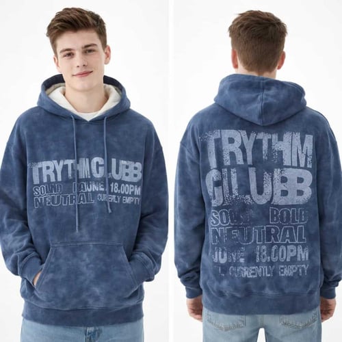 بلوفر رجالي رمادي بطبعة عصرية وقبعة مبطنة لراحة يو...