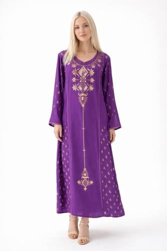 Women's purple shirt with luxurious gold embroider...