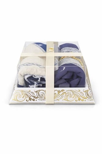 طقم سجدات ومناشف نسائي سراميك وردي وبيج بلمسة دانت...