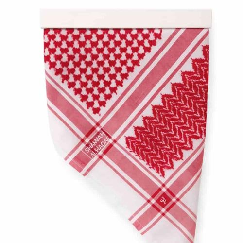 شماغ الهداف رجالي أحمر كلاسيكي بنقشة تراثية أنيقة