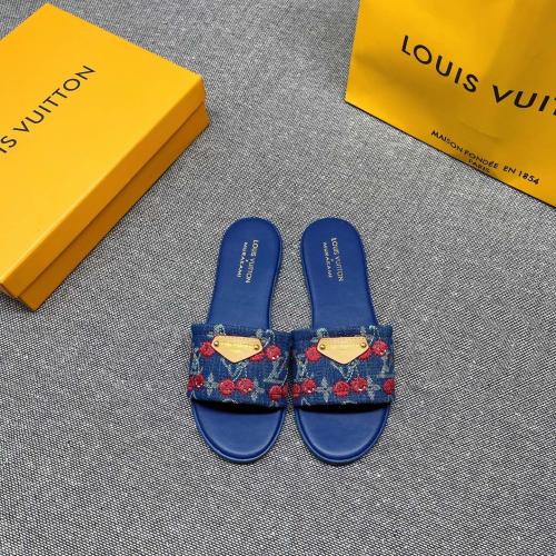 سليبر لويس فيتون أزرق مع أحمر كرزي ولمسة ذهبية
