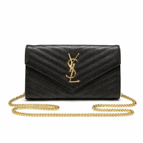 حقيبة YSL كروس بودي سوداء بشعار ذهبي