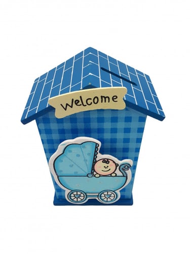 حصالة اطفال خشب مزودة بحامل ورق