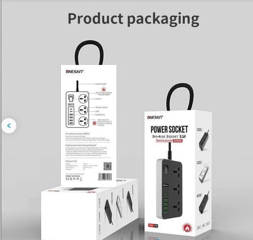 مقبس طاقة بطول 2 متر 4 منافذ يو اس بي و منفذين تاي...