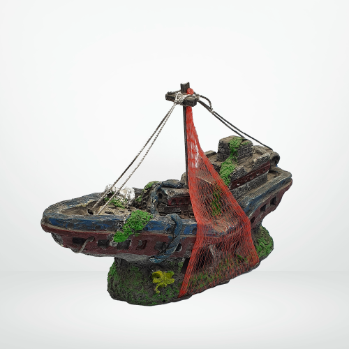 ديكور لاحواض السمك شكل السفينة الغارقة حجم صغير مق...