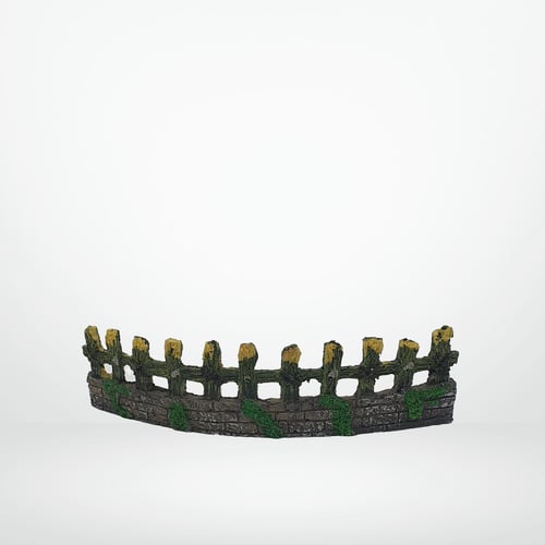 ديكور لاحواض السمك شكل سور خشبي اخضر مقاس 5x4x18