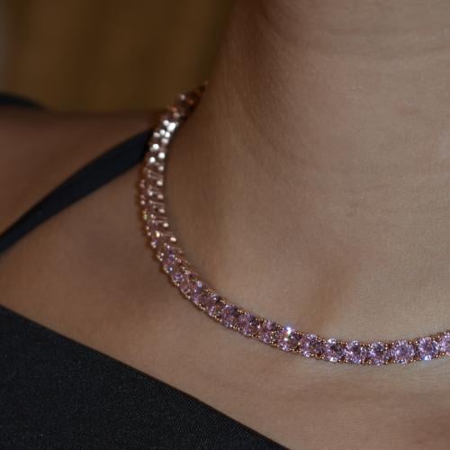 Pink tennis necklace