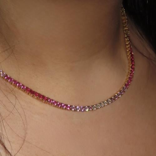 Pink tennis necklace