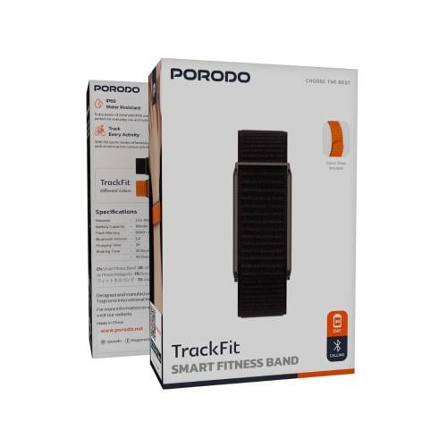 سوار رياضي بدون شاشة مع حزام أسود وبرتقالي اللون ا...