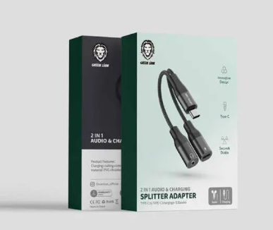 جرين ليون 2 في 1 صوت و أمبير. محول شحن USB C [مقبس...