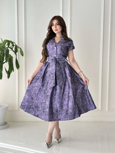 فستان جاكار بنفسجي طويل