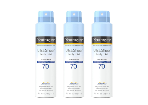 نيوتروجينا الترا شير الجسم الضباب واقية من الشمس SPF رش واسعة الطيف 70 خفيفة الوزن وغير دهني ومقاومة للماء النفط خالية كوميدوغينيك...