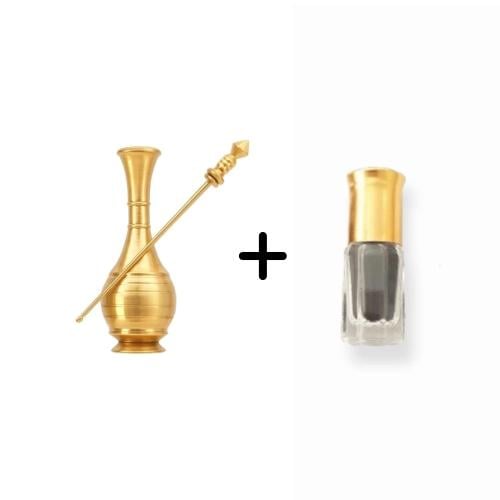 كحل الإثمد الأسود الأصلي - ربع تولة + مكحلة نحاسية