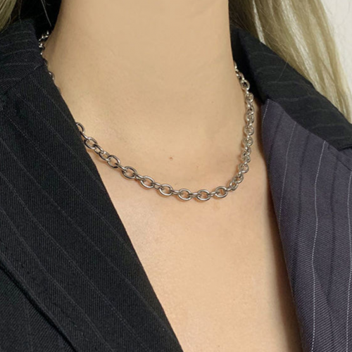سلسال فضي ساده قصير | Silver chain necklace