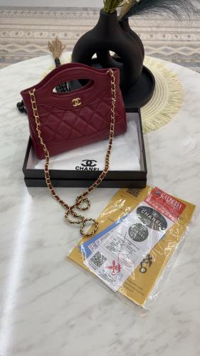 شنطة شانيل _ عنابي ( سير ثابت)