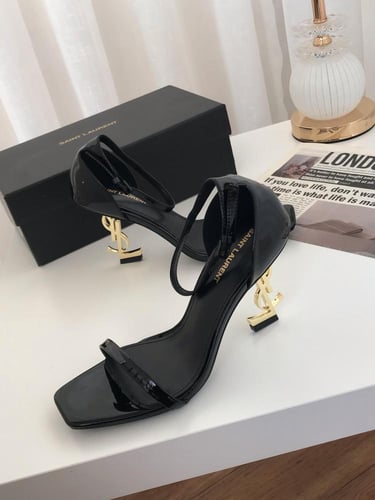 هيلز ( كعب ) سان لوران _ أسود ذهبي