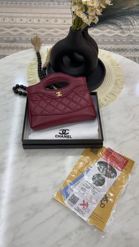 شنطة شانيل _ عنابي ( سير ثابت)