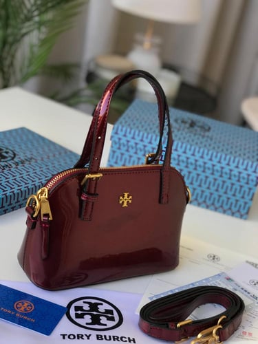 شنطة توري بورش _ عنابي لمعه (حجم صغير)