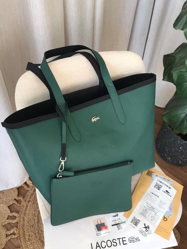 شنطة لاكوست _ دبل فيس زيتي أسود