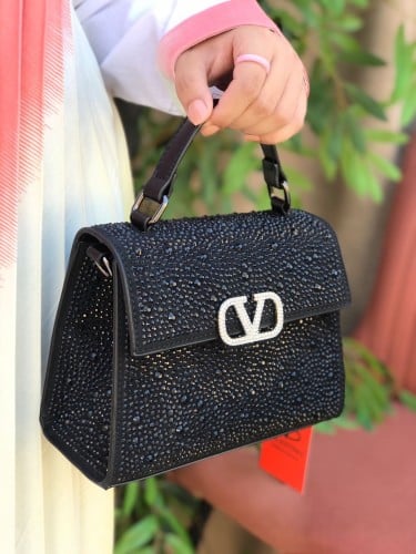شنطة فالنتينو كرستال_ أسود مع فضي
